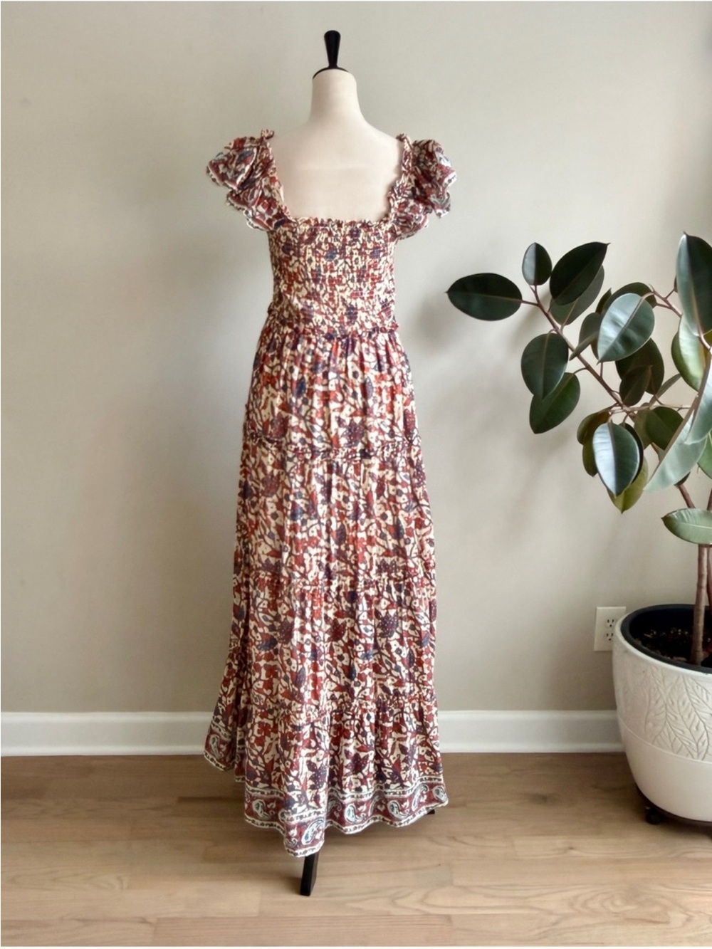 Love the Label Smocked Mabel Dress in Rust Floral